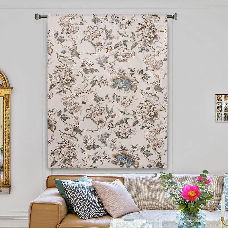 Mightree Blackout Tie Up Curtains for Windows, Three-Layer Woven Roman Curtains, Thermal Insulated Balloon Curtain, Shade Rod Valance for Kitchen, Living Room, Bedroom, Beige, 42" Wx63 L - Image 2
